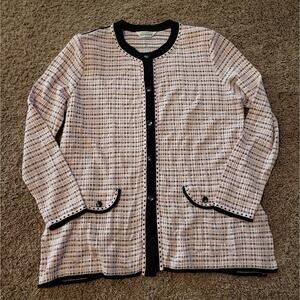 Exclusively misook button front pink woven textured cardigan sweater M